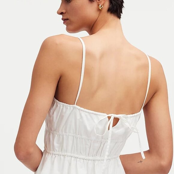 Madewell Embroidered Tank Midi Dress Poplin White Size 4/S NWT - Picture 3 of 12